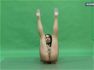 enormous melons Nicole on the green screen spreading