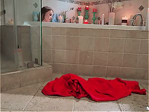 lean dark-haired cutie in a steaming pov shower vignette